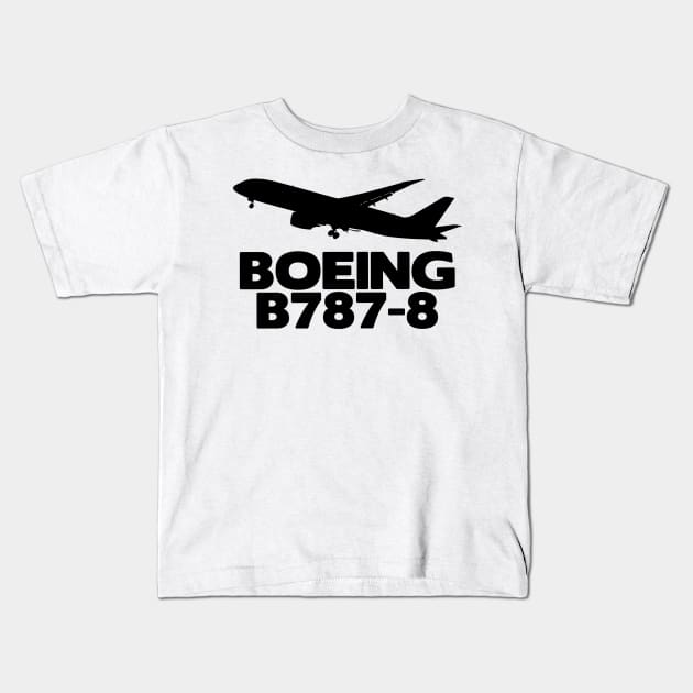 Boeing B787-8 Silhouette Print (Black) Kids T-Shirt by TheArtofFlying